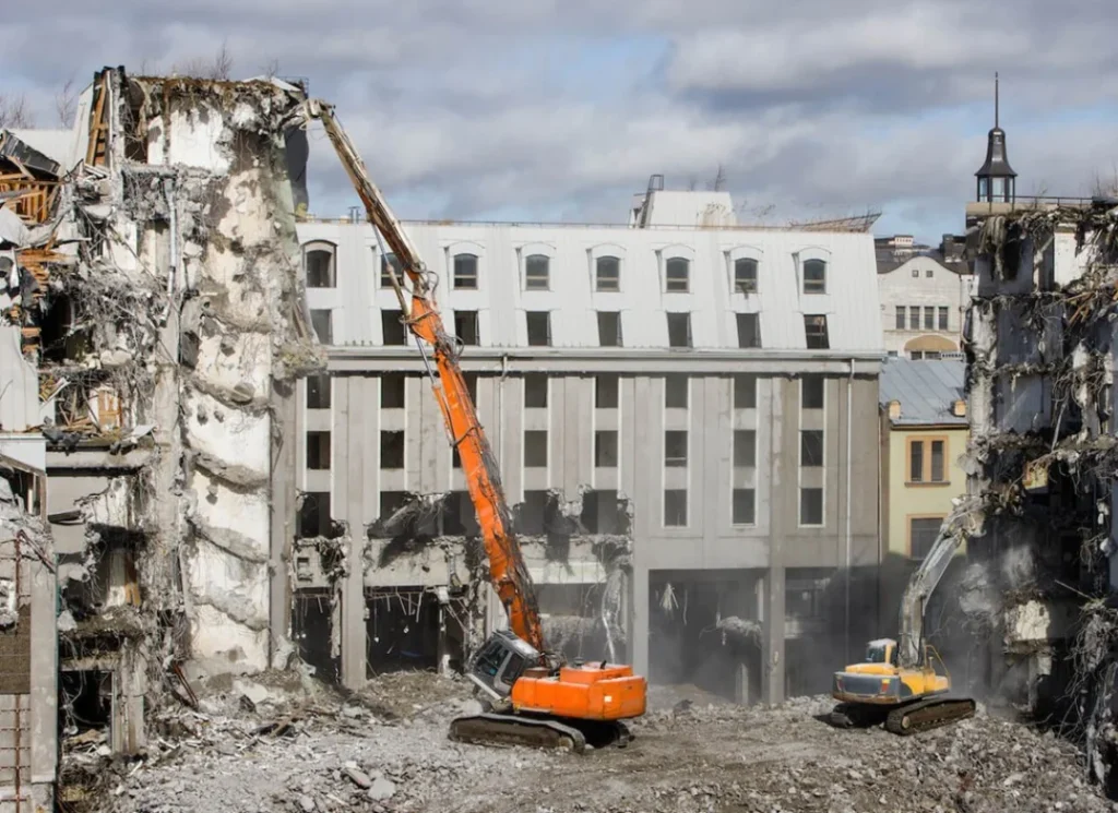 Demolition work in process